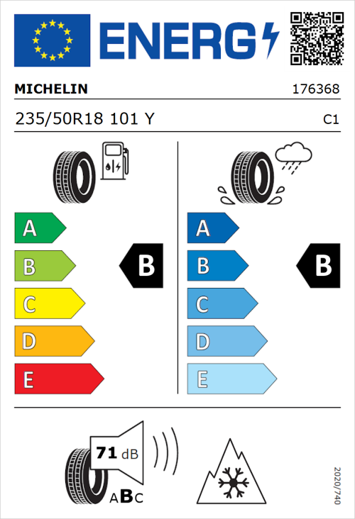 Tyre Label for Michelin CrossClimate 2 235/50R18 101Y