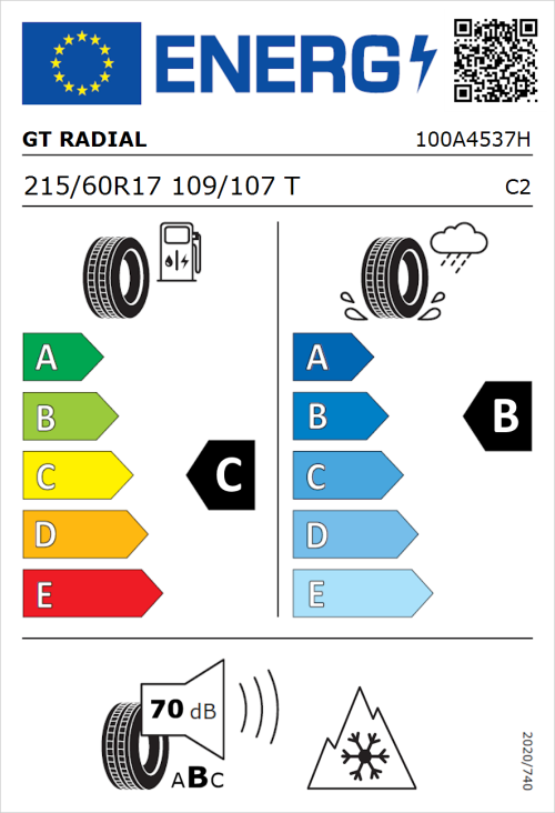 Tyre Label for GT Radial Maxmiler Pro 215/60R17 109/107T